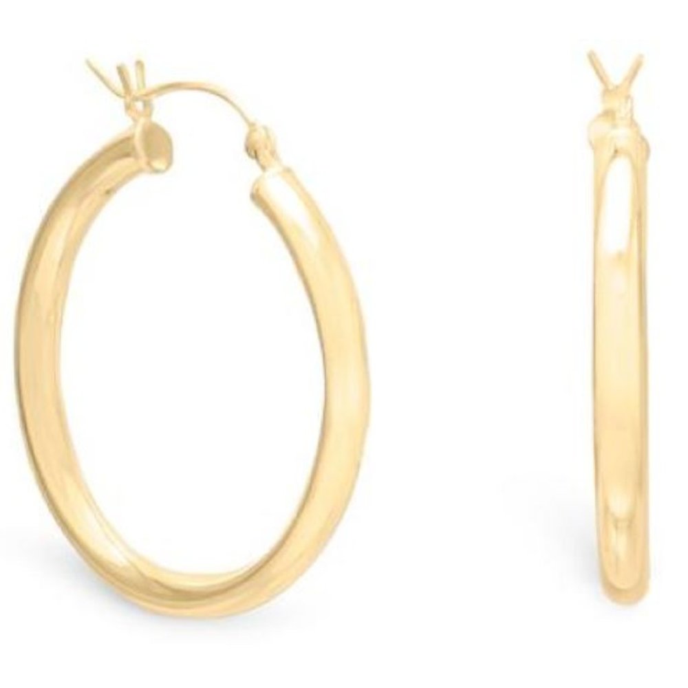 14 karat gold plated sterling silver hoop earrings.